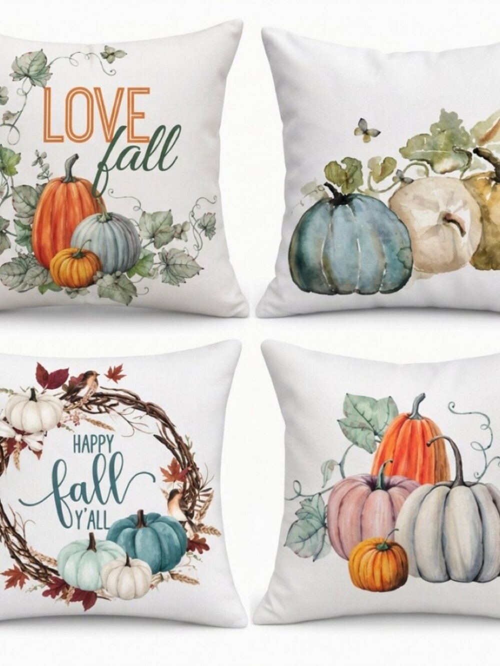 Fall Pumpkin Throw Pillow Covers 4-Pack 18x18 NWT